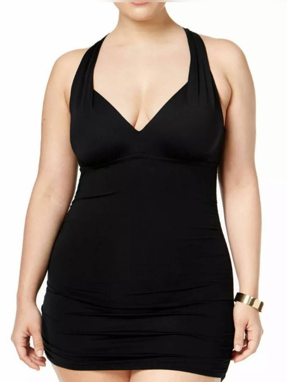 LAUREN Ralph Lauren Plus Size Plunge Halter Mio One-Piece  Swimdress 20W New